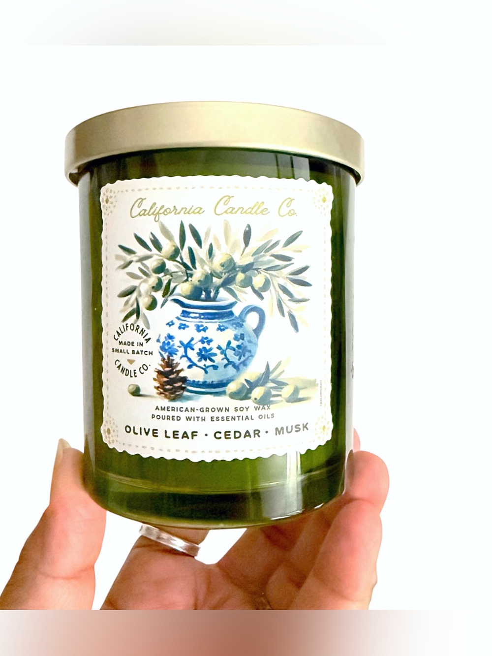 Leoben Company Olive Leaf + Cedar + Musk Scented Candle - Green